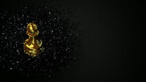 Videohive - Luxury Background with Gold Chess Pawn in Black Glass Fragments, Unique Design, 3D Render - 48036604 - 48036604