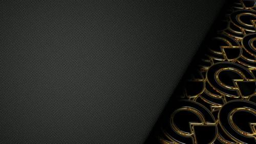 Videohive - Background with Gold and Black Shapes, Reflection, 3D Render, Unique Design, Figures - 48036607 - 48036607