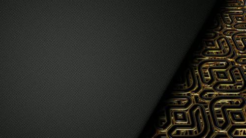 Videohive - Background with Gold and Black Shapes, Reflection, Figures, 3D Render, Unique Design - 48036608 - 48036608