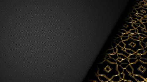 Videohive - Background with Gold and Black Shapes, Reflection, Figures, Unique Design, 3D Render - 48036610 - 48036610