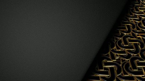 Videohive - Background with Gold and Black Shapes, Reflection, Unique Design, Figures, 3D Render - 48036612 - 48036612