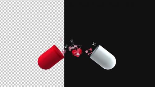 Videohive - Capsule With Medical Icons Movement Alpha 1080p - 48037444 - 48037444