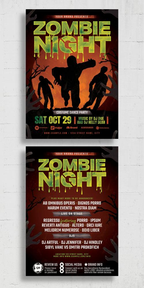 Halloween Zombie Night Party Flyer Layout 638428897