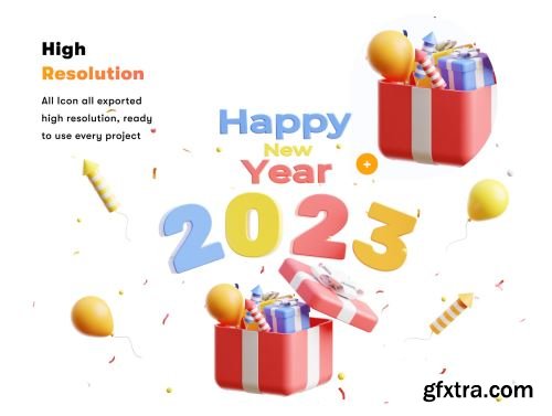 3D Happy New Year 2023 Ui8.net