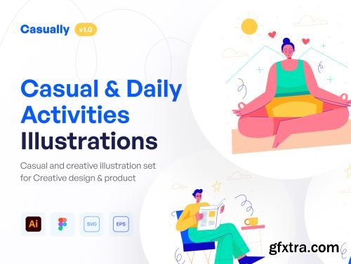 Casually - Casual & Daily Activities Illustration Set Ui8.net