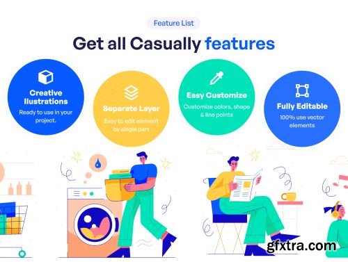 Casually - Casual & Daily Activities Illustration Set Ui8.net