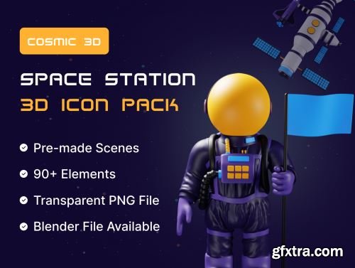 Cosmic 3D | Space Station 3D Icon Pack Ui8.net