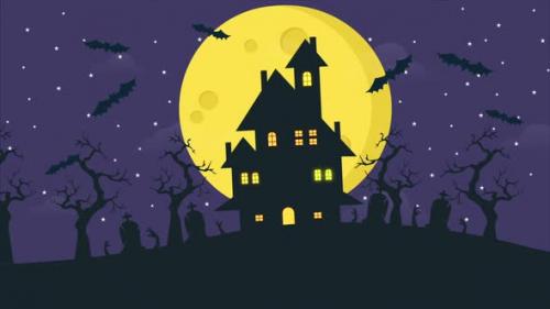 Videohive - Happy Halloween Background Bats Flying Air - 48038393 - 48038393