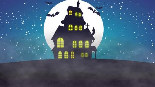 Videohive - Happy Halloween Background On Blue Sky - 48038394 - 48038394