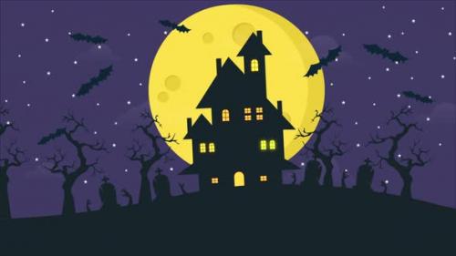 Videohive - Happy Halloween Background Bats Flying Air 4K - 48038398 - 48038398