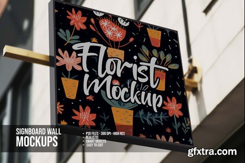 Signboard in Wall Mockup DMKDXSD