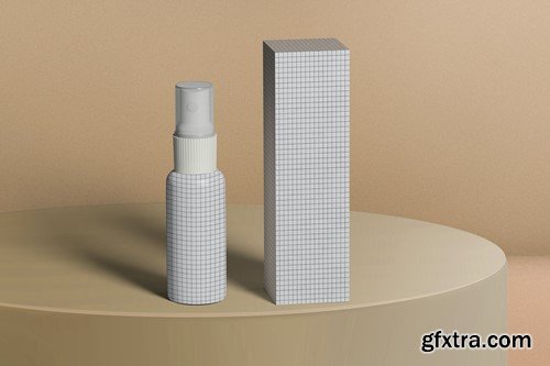 Spray Bottle and Box Packaging Mock Up TPECW43