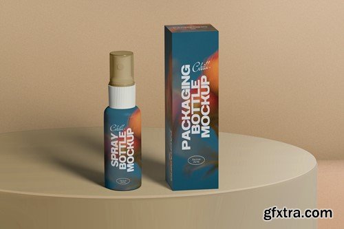 Spray Bottle and Box Packaging Mock Up TPECW43