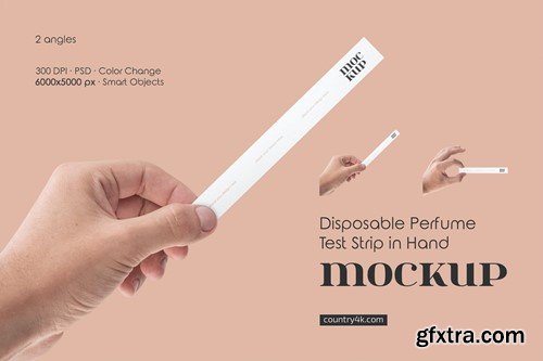 Disposable Perfume Test Strip in Hand Mockup Set N8DJXMW