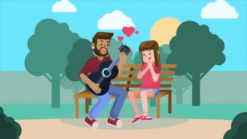 Videohive - A Boy Playing Guitar Music for His Girlfriend - 48032770 - 48032770