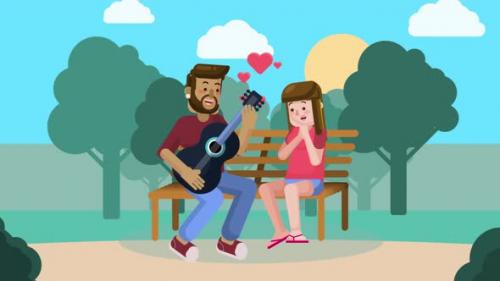 Videohive - A Boy Playing Guitar Music for His Girlfriend 4K - 48032818 - 48032818