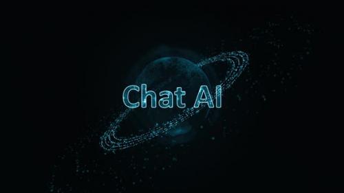 Videohive - Blue digital chat AI logo with particle ring circle rotation and ai technology icon on futuristic - 48034753 - 48034753