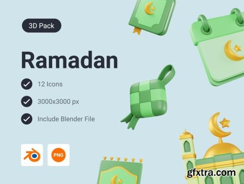 Ramadan and Eid Mubarak 3D Icon Pack Ui8.net