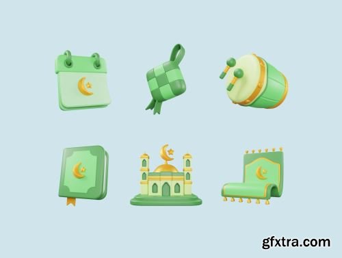 Ramadan and Eid Mubarak 3D Icon Pack Ui8.net