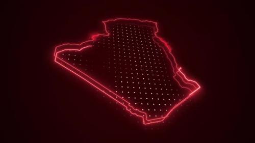 Videohive - 3D Neon Red Algeria Map Borders Outline Loop Background - 48036832 - 48036832