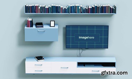 Television Cabinet Set Mockup XZDLS72