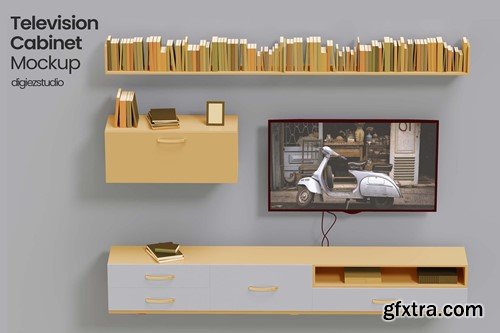 Television Cabinet Set Mockup XZDLS72