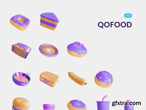 QOFOOD: 3D Food and Drink Icons Ui8.net