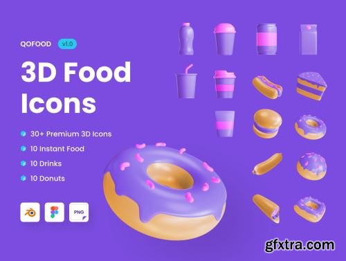 QOFOOD: 3D Food and Drink Icons Ui8.net