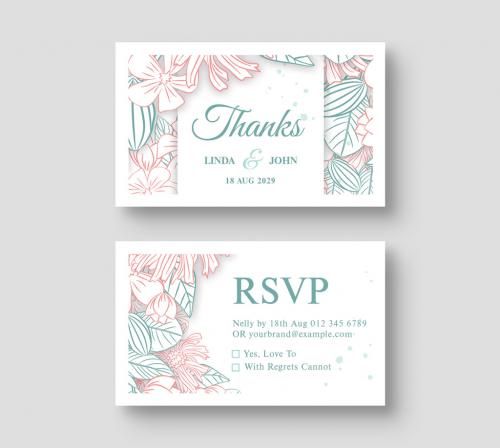 Wedding RSVP Card with Floral Illustrations 638358601