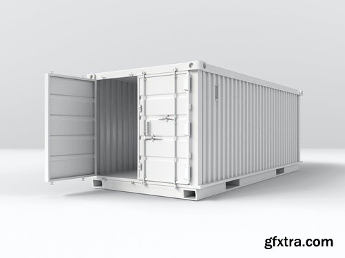 Logistic Cargo Metal Container Psd Mockup Set KPDBH9Q