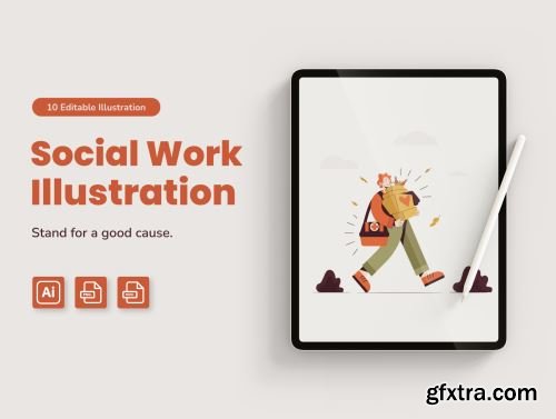 Social Work Illustration Pack Ui8.net