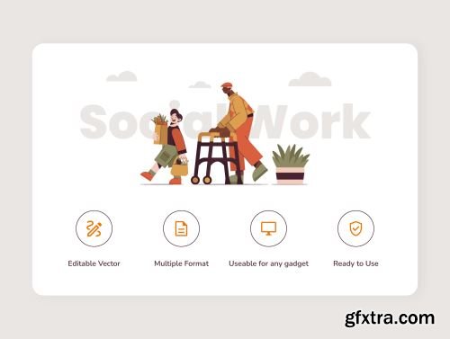 Social Work Illustration Pack Ui8.net