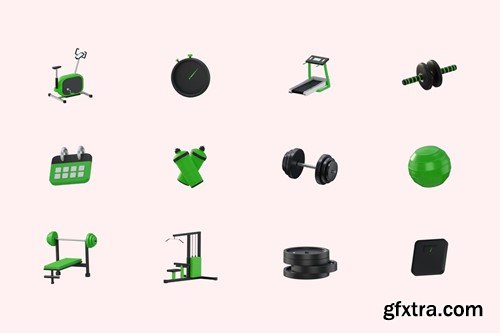 3D Gym & Fitness Icons 8WEEUN5