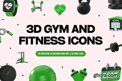 3D Gym & Fitness Icons 8WEEUN5