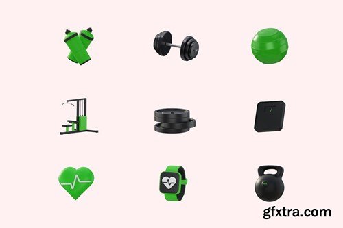 3D Gym & Fitness Icons 8WEEUN5