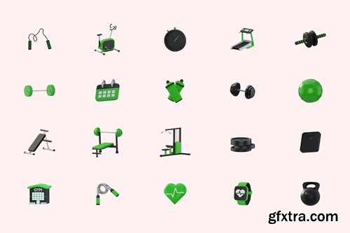 3D Gym & Fitness Icons 8WEEUN5