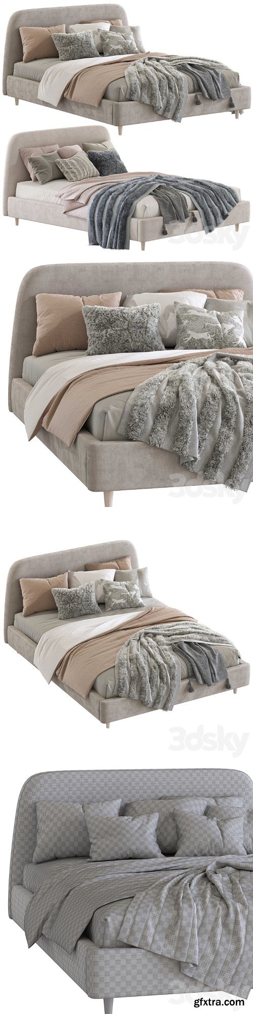 Bed Oatmeal Raelynn Upholstered Bed