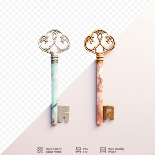 Premium PSD | Keys on transparent background marble background Premium PSD