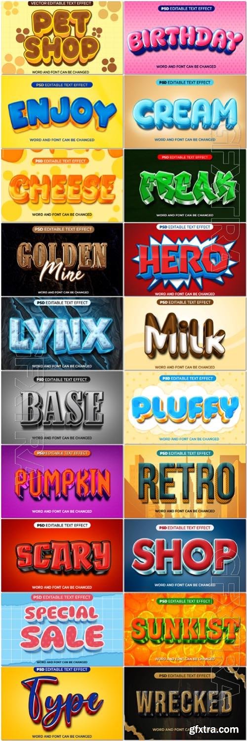 20 Psd style text effect editable set vol 38