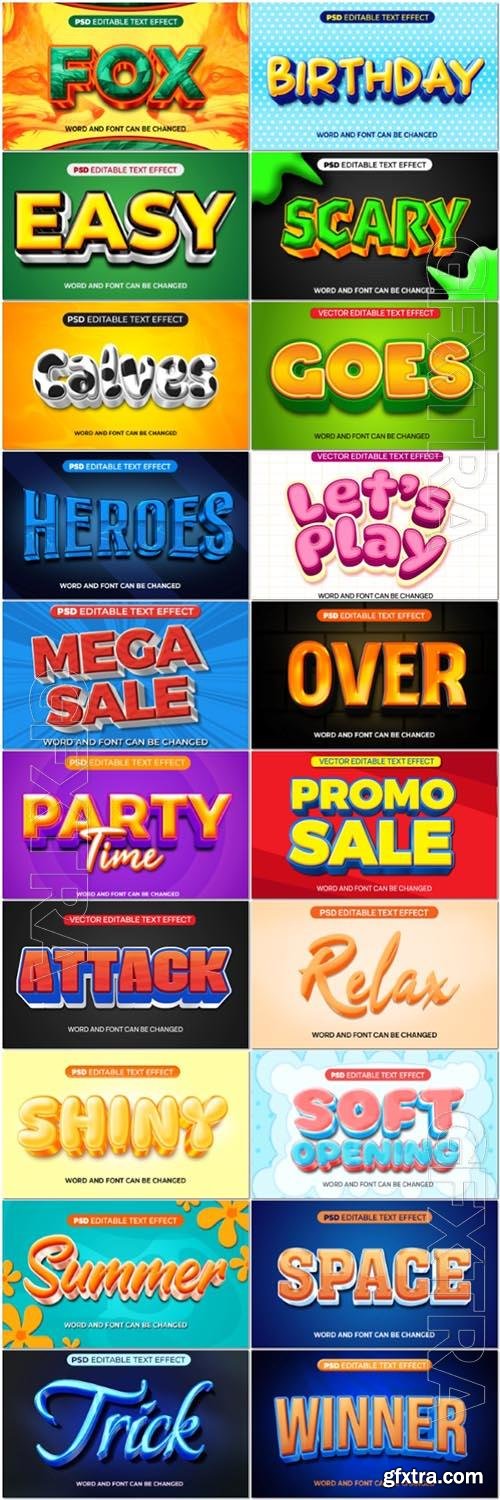 20 Psd style text effect editable set vol 37