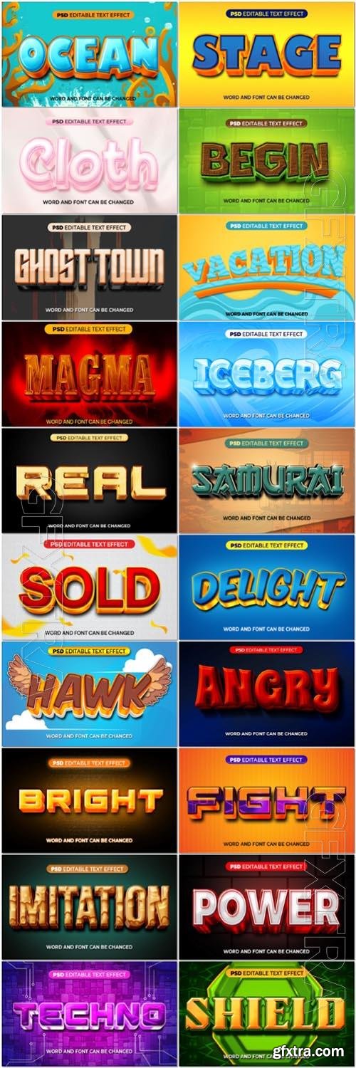 20 Psd style text effect editable set vol 35