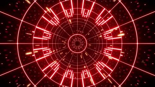 Videohive - Red Light Circle Grid Tunnel Dj Loop - 48060221 - 48060221