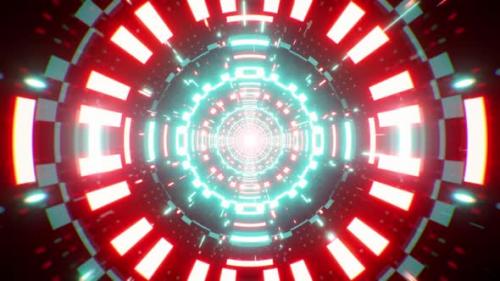 Videohive - Red And Cyan Dazzling Tunnel Vj Loop - 48060222 - 48060222