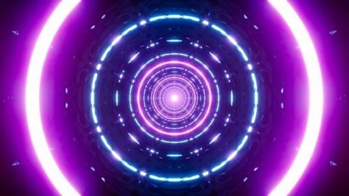 Videohive - Dark Modern Geometric Pattern Neon Light Circle Tunnel Vj Loop - 48060229 - 48060229