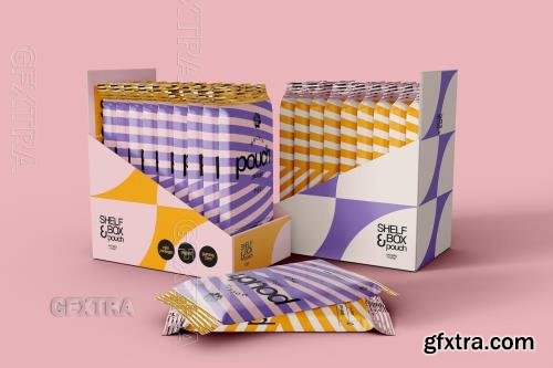 Box Packaging with Snacks Bar Mockup T9X975H