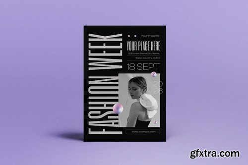 Black Minimalist Fashion Week Flyer Set E2U667D