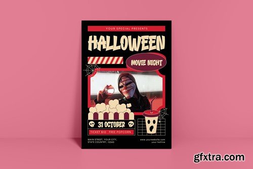 Halloween Movie Party Flyer A4CDLKX