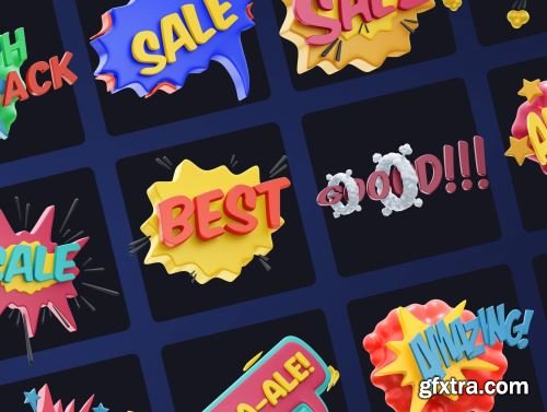 SALE! 3D Sticker Pack Ui8.net