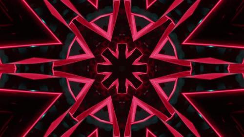Videohive - Red and black abstract design with star in the center. Kaleidoscope VJ loop - 48042832 - 48042832