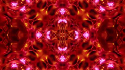 Videohive - Red and pink star pattern on red background. Kaleidoscope VJ loop - 48042835 - 48042835